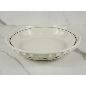 Longaberger Pottery Pie Dish Baking Plate Woven Traditions 10" Made In USA Vtg